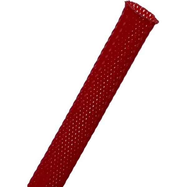 Kable Kontrol Braided Cable Sleeve, 3/8 in Inside Dia., 100 ft, Polyethylene Terephthalate, Red FW038-RD-100 - main